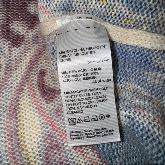 CHICO'S Paisley Print Long Open Front Shawl
Cardigan Tunic sz 2 US L / 12 - Picture 6 of 11